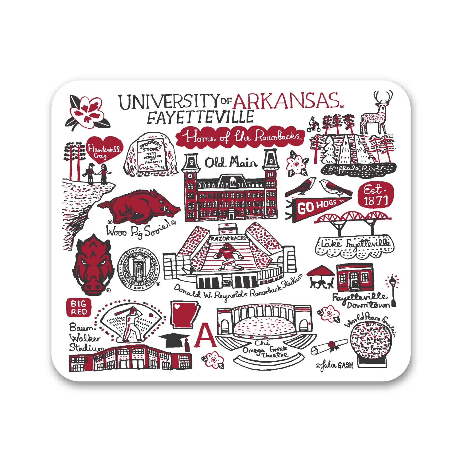 University of Arkansas - Fayetteville JG, Mousepad, Cityscape