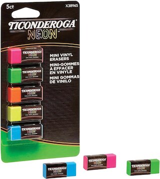 Ticonderoga Neon Mini Eraser Variety Pack