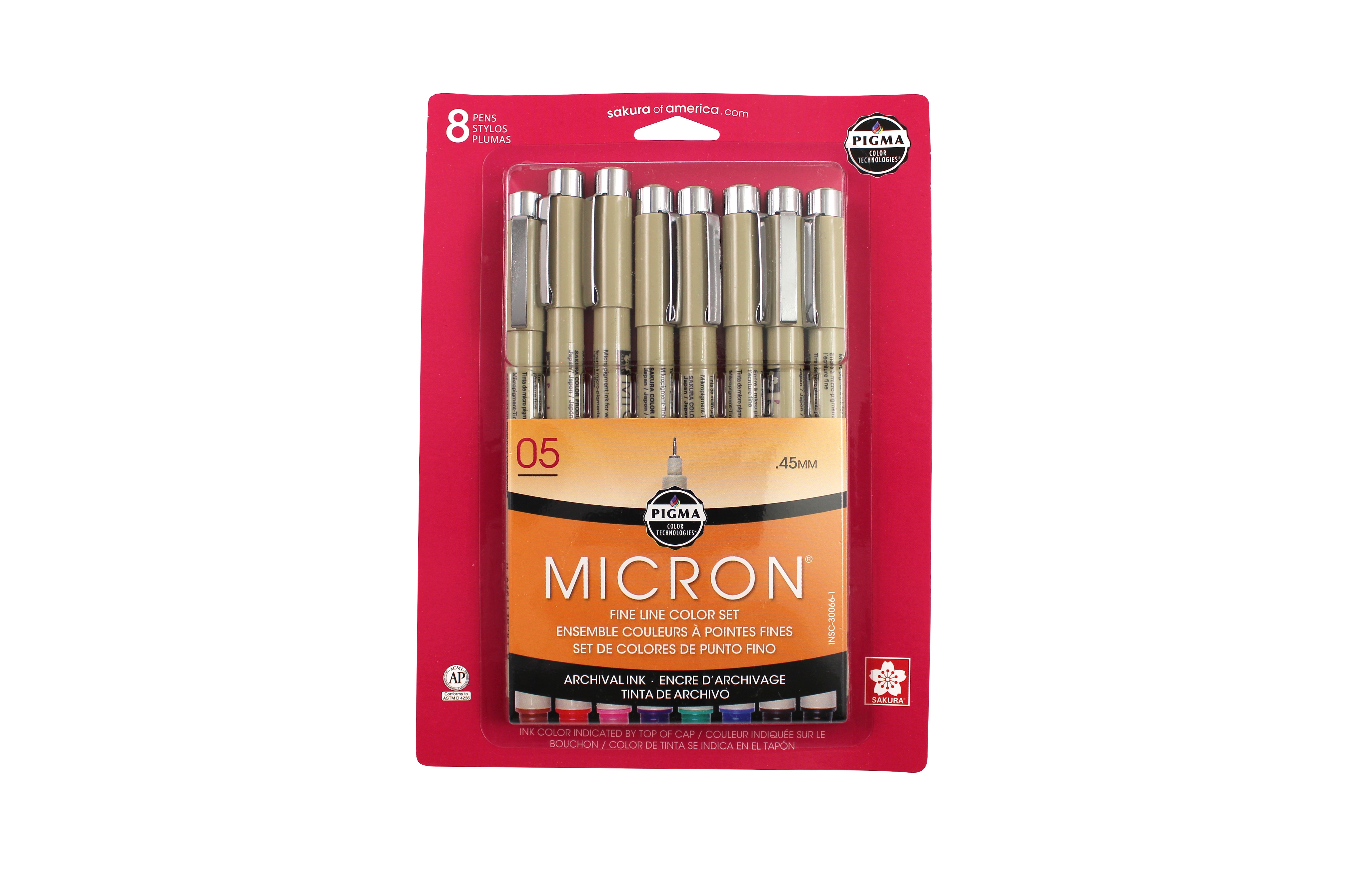 Sakura Pigma Micron Pen Set, 8-Colors, .45mm