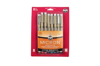 Sakura Pigma Micron Pen Set, 8-Colors, .45mm