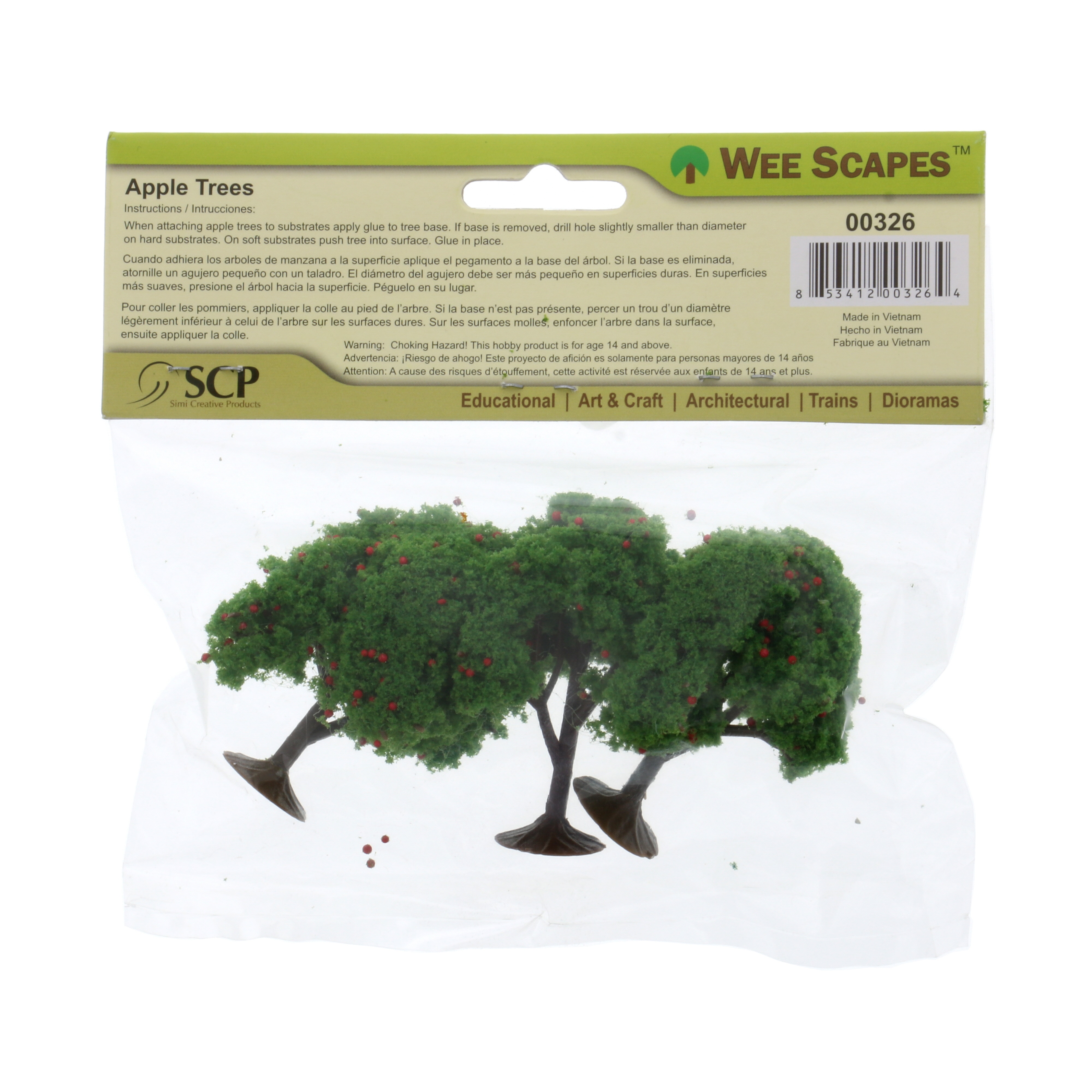 Wee Scapes Trees, 2.25" to 2.5", Apple,  3/Pkg.