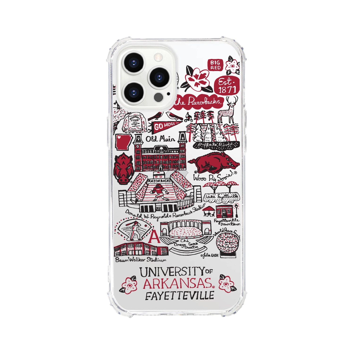 University of Arkansas - Fayetteville- Clear Tough Edge Phone Case, Julia Gash - iPhone 15