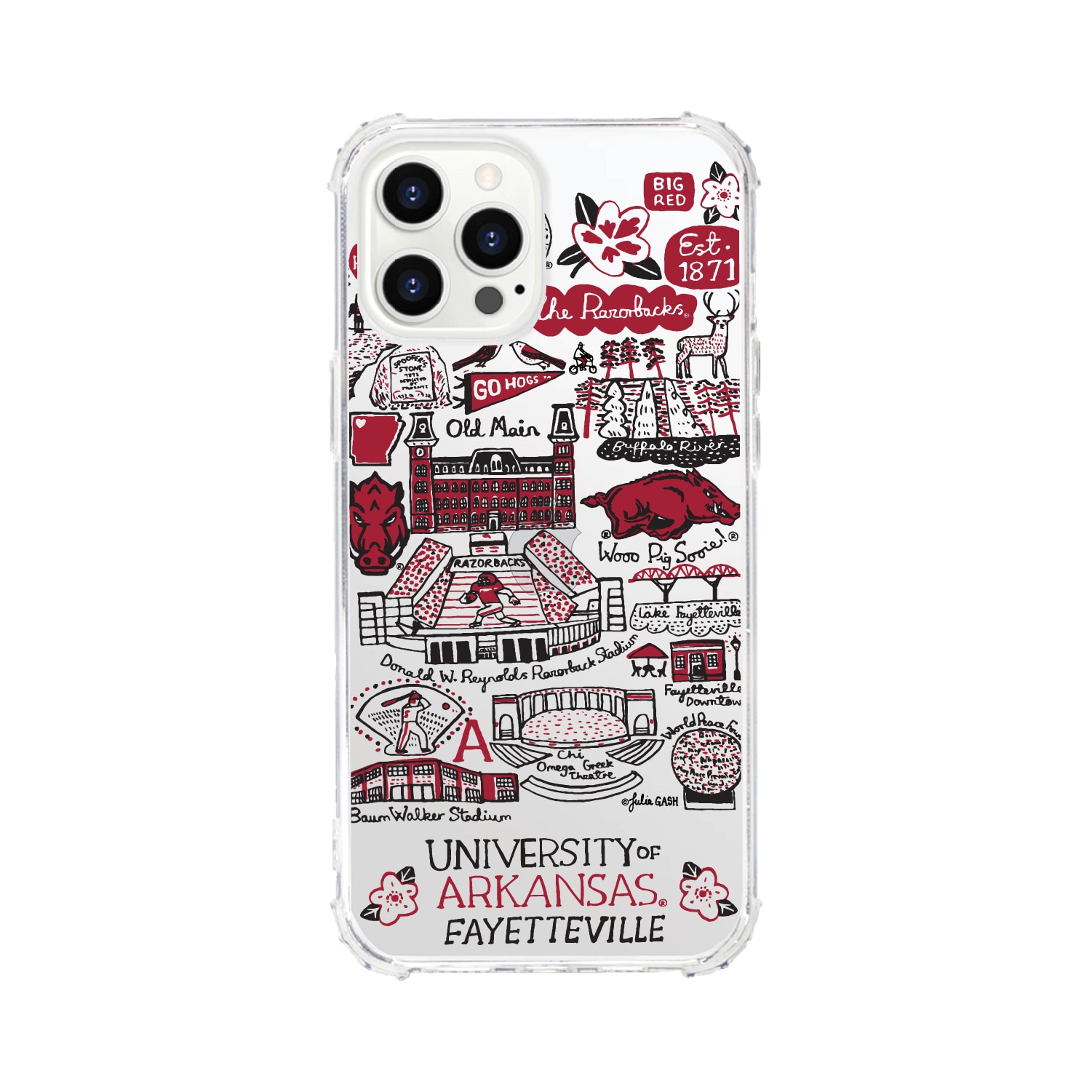 University of Arkansas - Fayetteville- Clear Tough Edge Phone Case, Julia Gash - iPhone 15 Plus