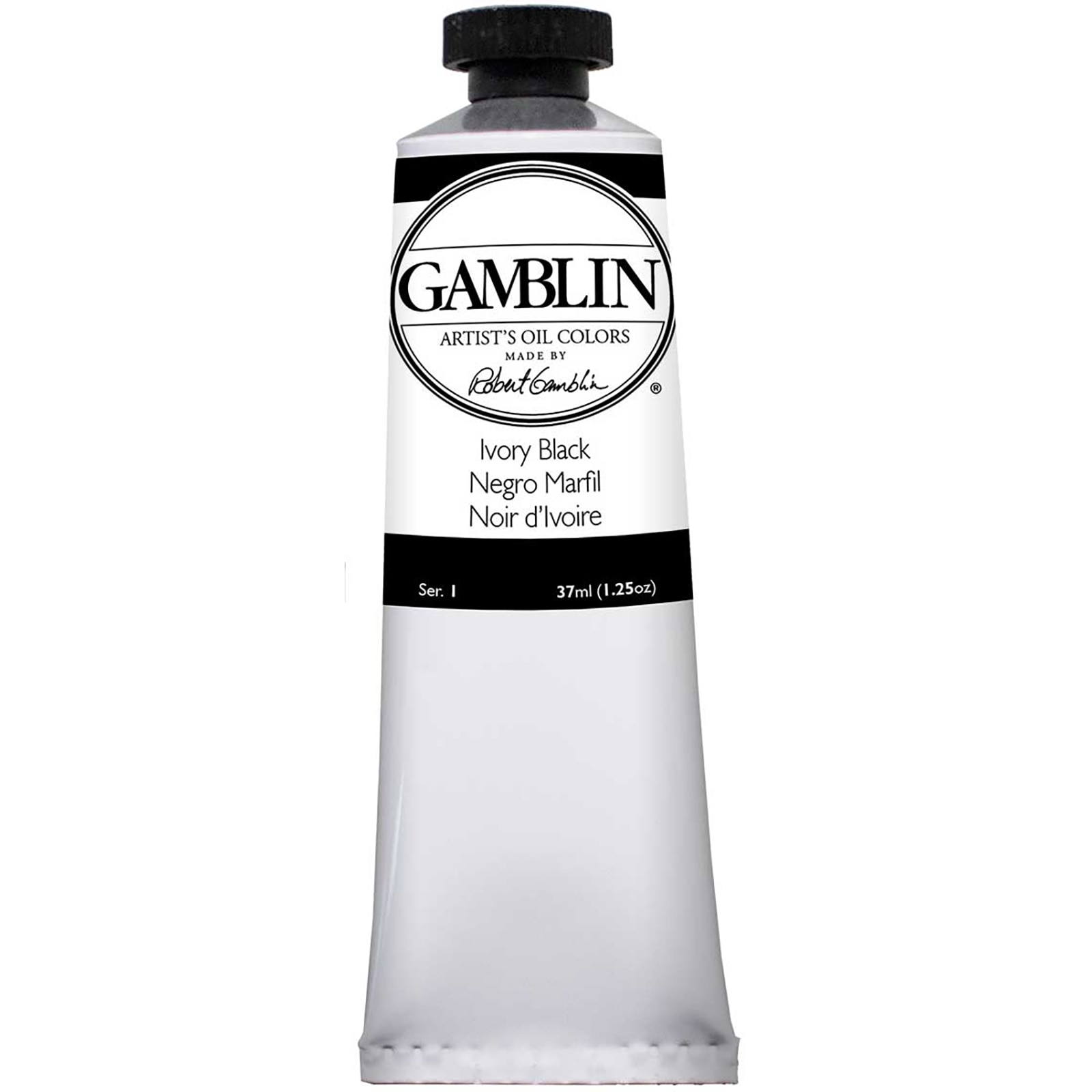 Gamblin Artist Grade Oil Color, 37ml, Ivory Black