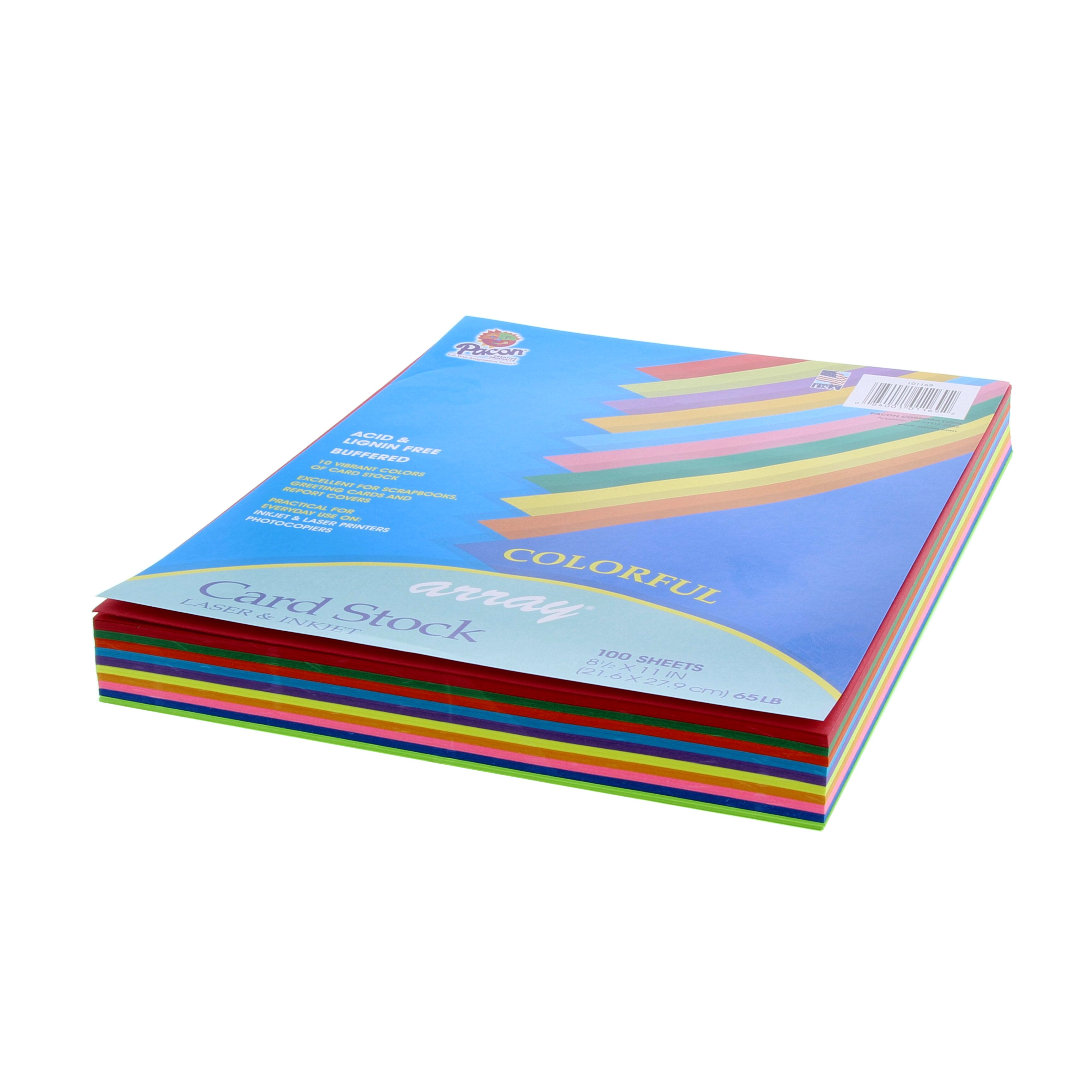 Pacon Card Stock, 100 Sheets, 8.5" x 11", Assorted Colors