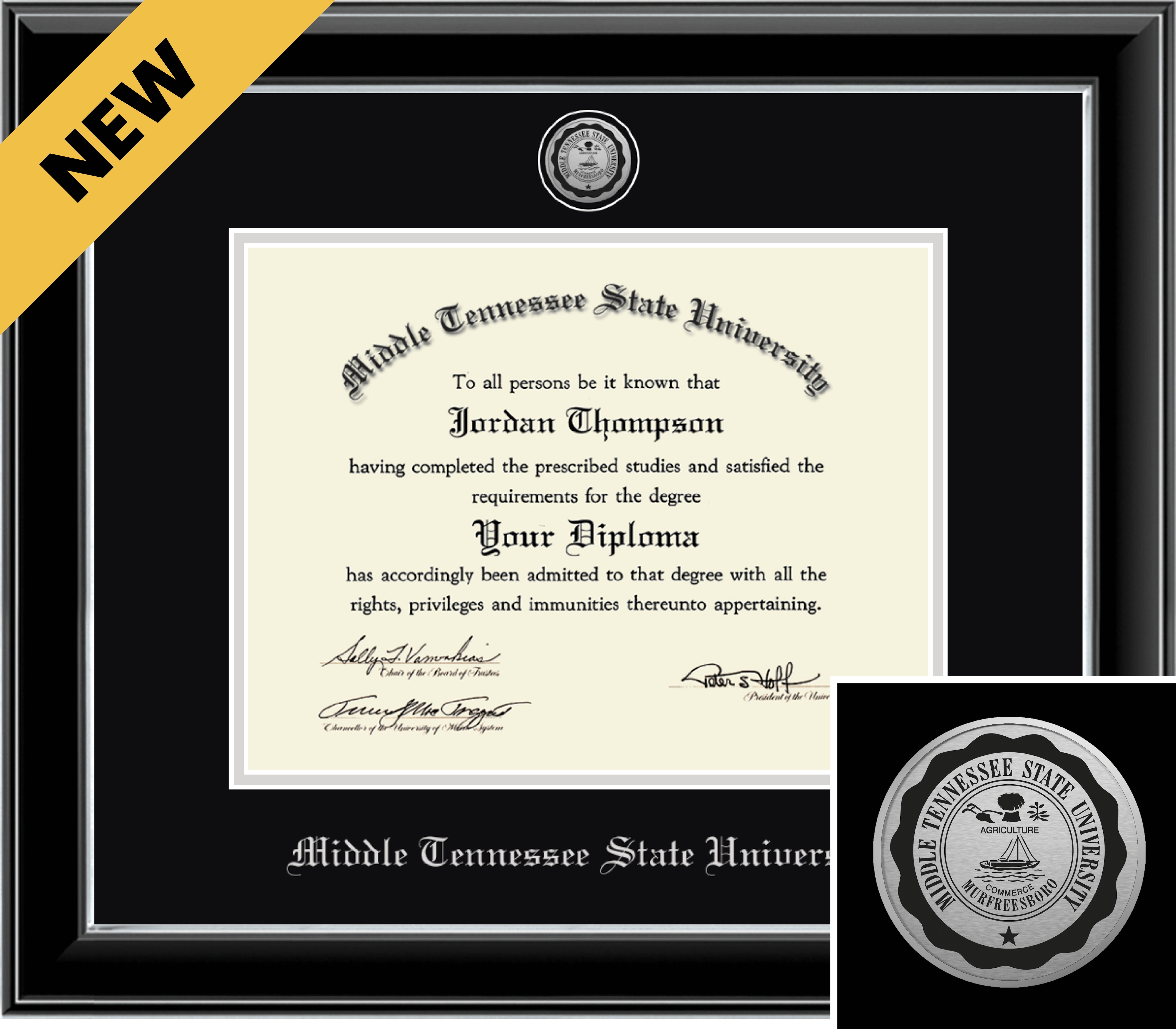 Church Hill Classics Engraved ONYX 8.5x11 Black Diploma Frame