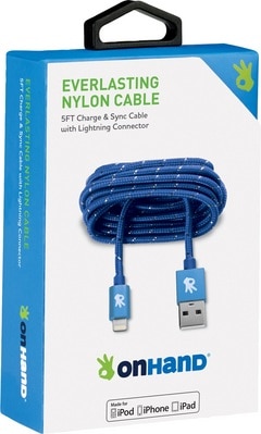 OnHand Everlast Nylon Lightning Cable Blu5ft