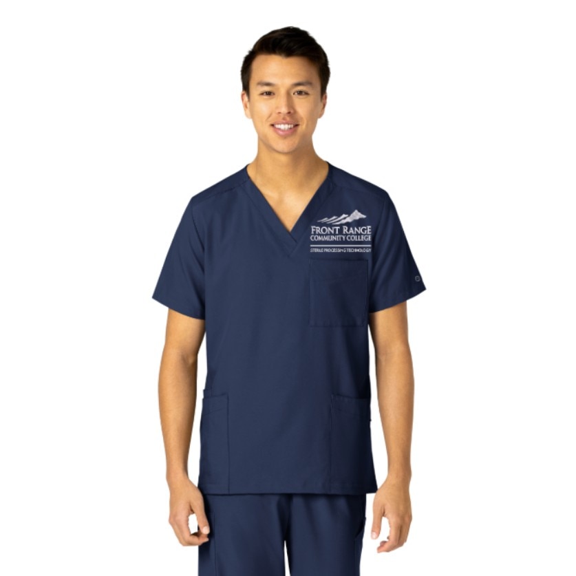 W23 Unisex 4 Pkt Utility Scrub Top Navy 6855-Navy