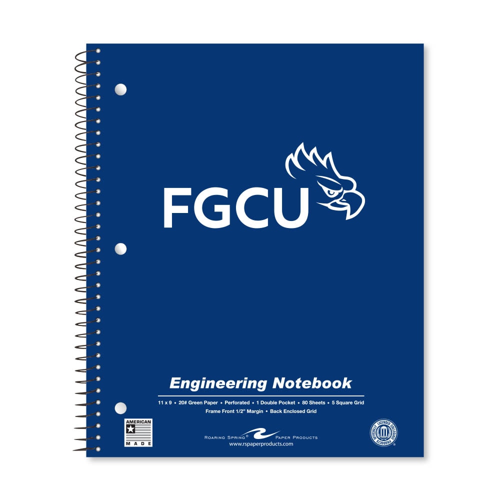 School Spirit Engineering Notebook, Green Tint 20# Paper with 1 Double Pocket