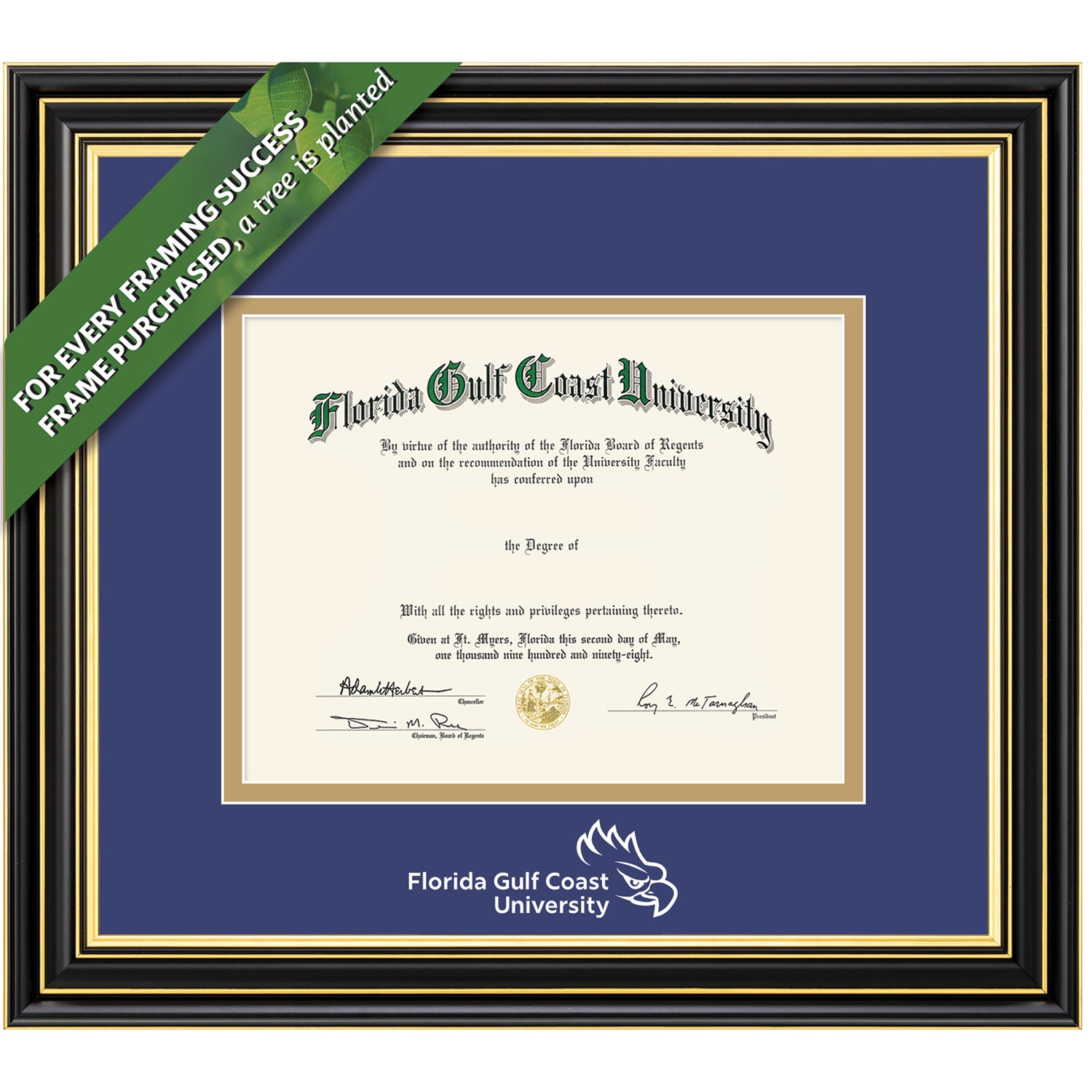 Framing Success 8.5 x 11 Prestige White Embossed School Name Bachelors Diploma Frame