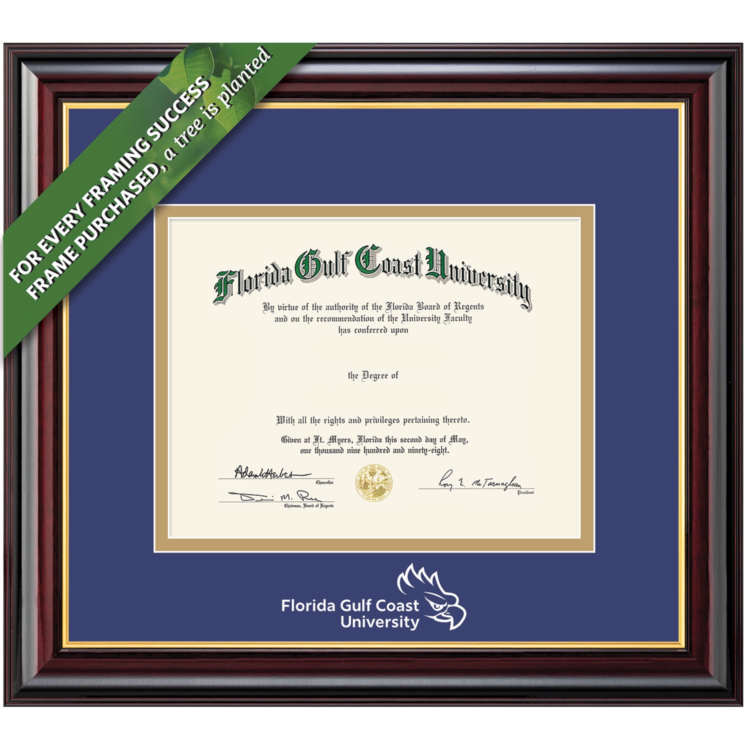 Framing Success 11 x 14 Windsor White Embossed School Name Masters Diploma Frame