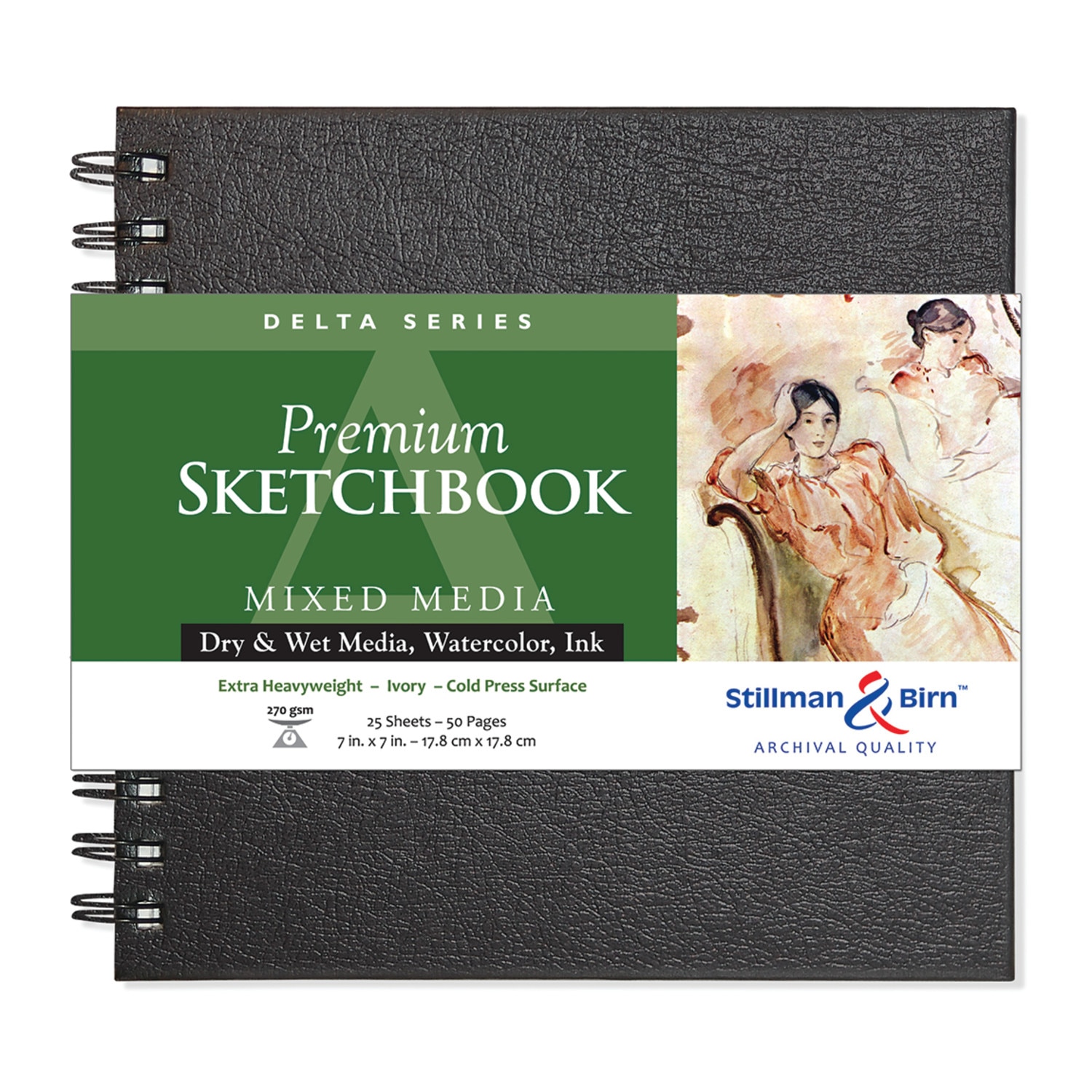 Stillman & Birn Delta Series Premium Wire-Bound Sketchbook, Ivory, 7" x 7"