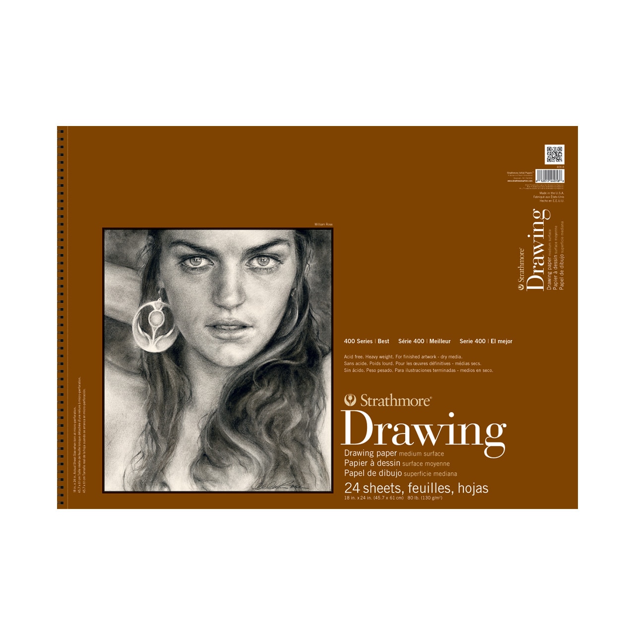 Strathmore Drawing Paper Pad, 400 Series, Medium Surface, 18" x 24"