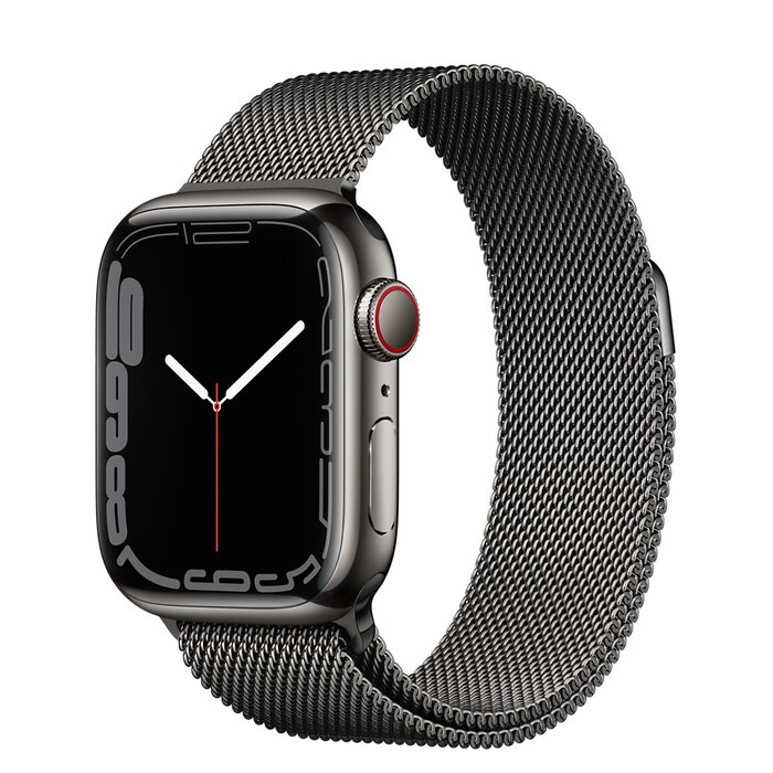 Apple Watch Series 7 GPS + Cellular, 41mm Graphite Stainless Steel Case with Graphite Milanese Loop