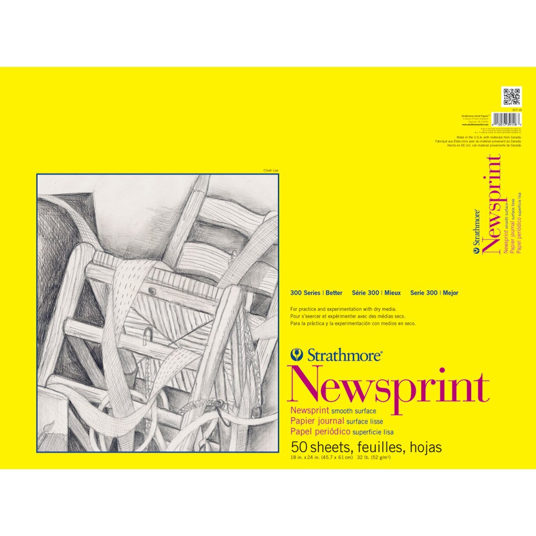 Strathmore Newsprint Paper Pad, 300 Series, Smooth, 18" x 24"