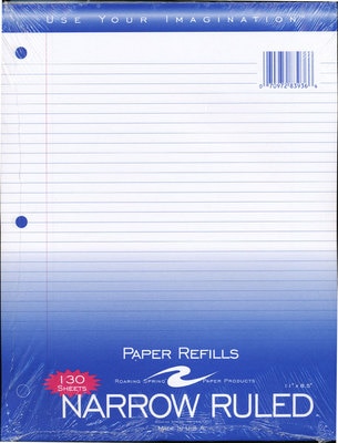 Filler Paper 130 Ct Narrow Ruled