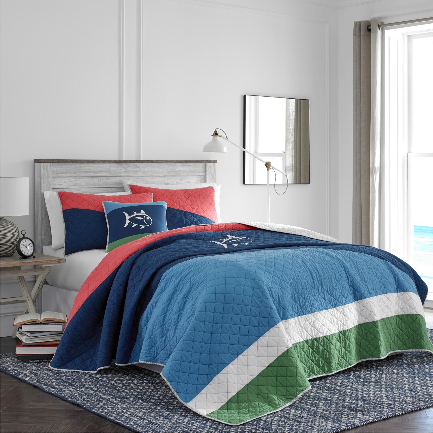 Southern Tide Sailor Stripe King Multi Quilt Columbus State University Bookstore