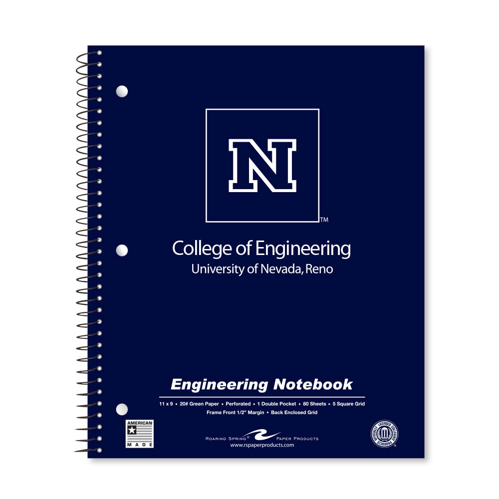 School Spirit Engineering Notebook, Green Tint 20# Paper with 1 Double Pocket