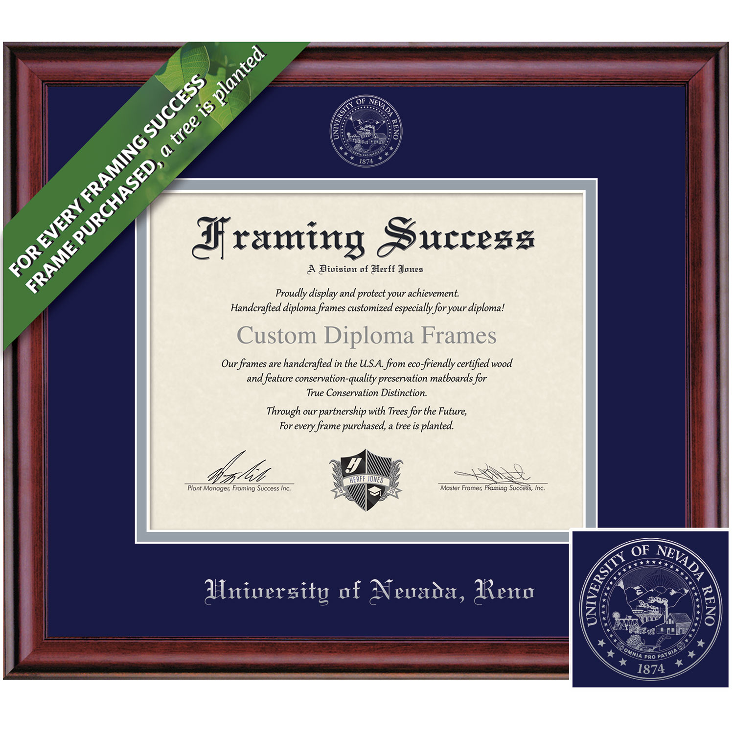 Framing Success 8.5 x 11 Classic Silver Embossed School Seal Bachelors, Masters, PhD Diploma Frame
