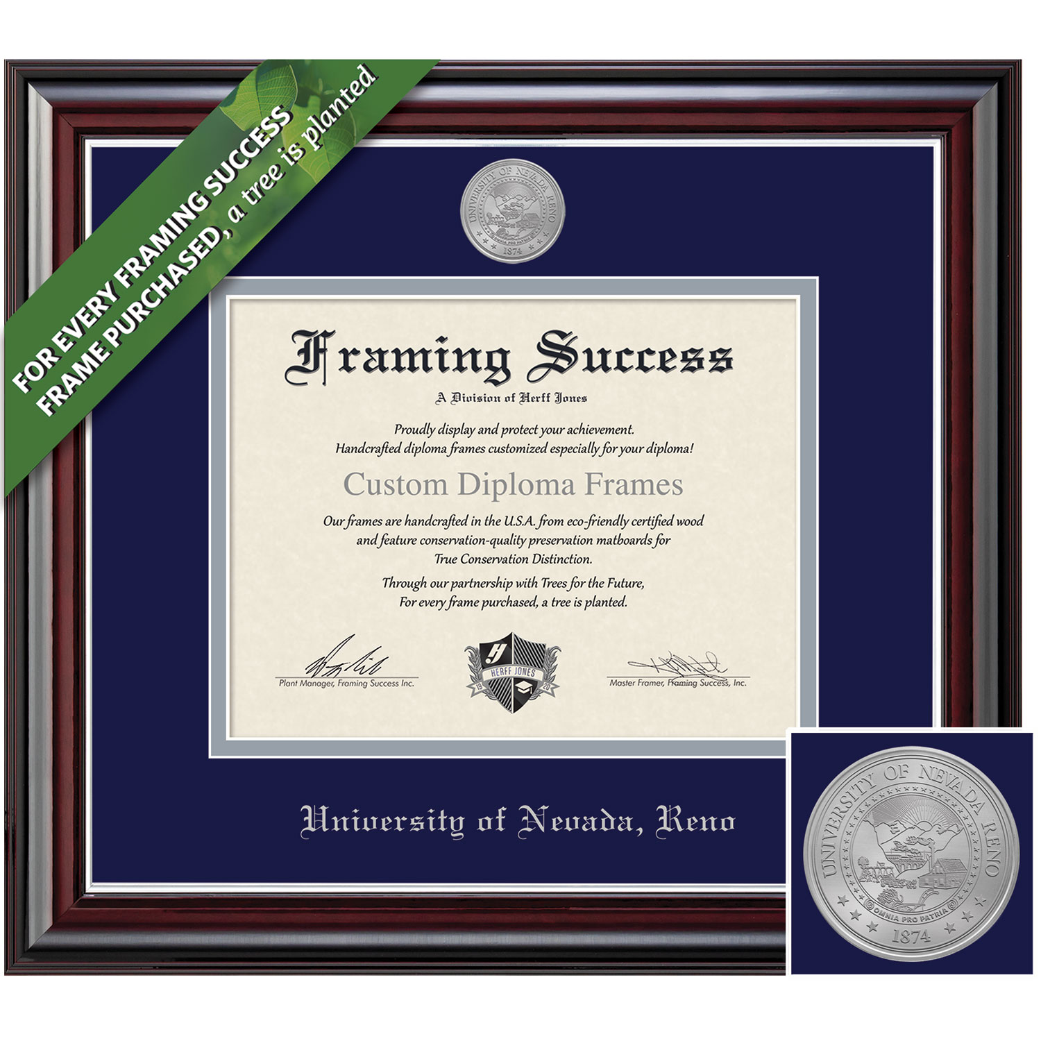 Framing Success 8.5 x 11 Jefferson Silver Medallion Bachelors, Masters, PhD Diploma Frame