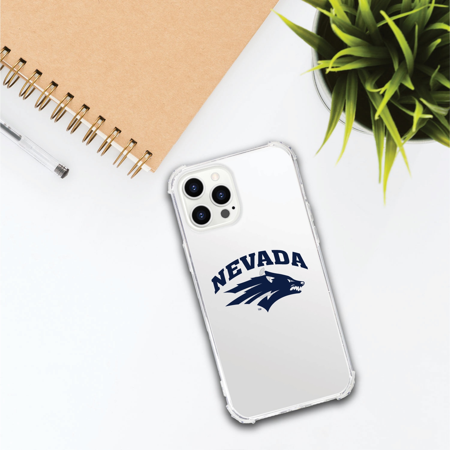 University of Nevada Wolf Pack Clear Tough Edge Phone Case, Classic- iPhone 13 Pro