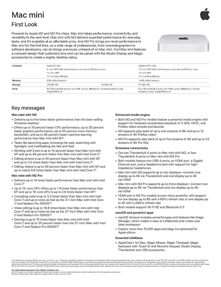 Mac mini: Apple M2 chip with 8core CPU and 10core GPU, 512GB SSD