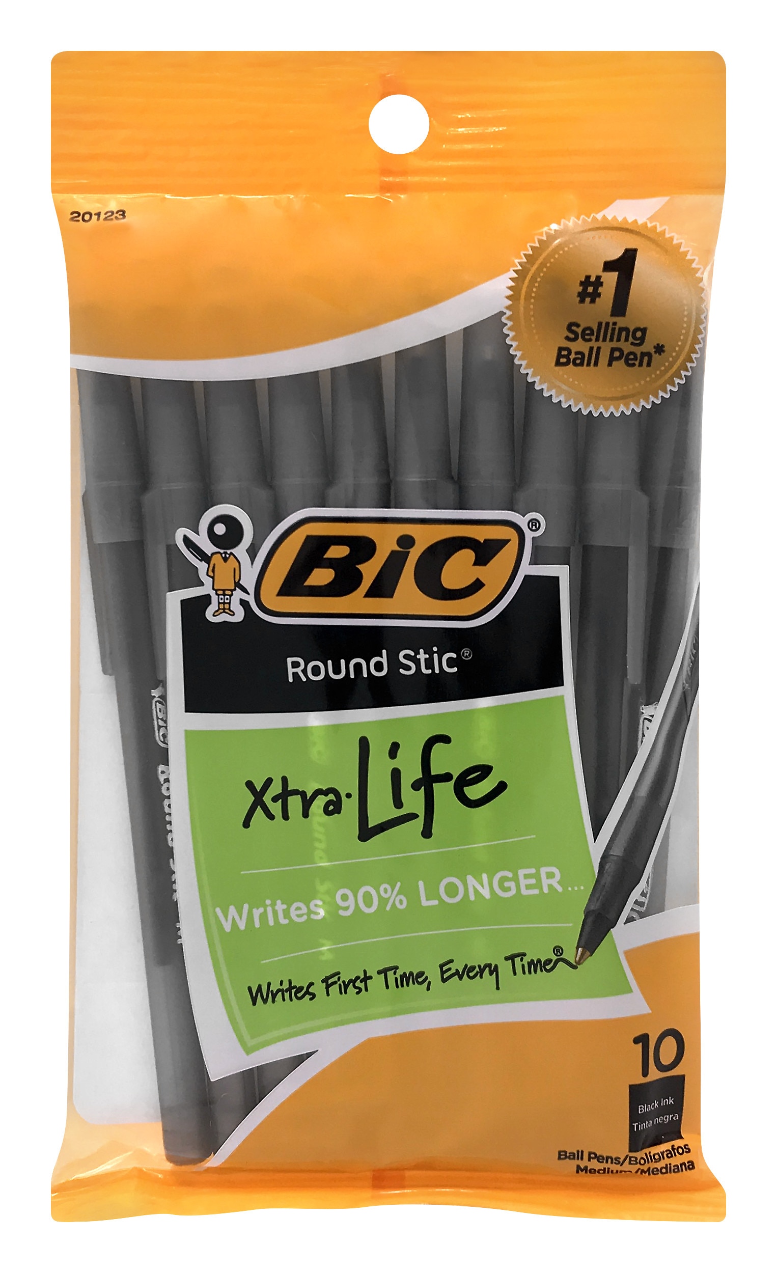 BIC Round Stic Xtra Life Ball Pen Black 10Pack