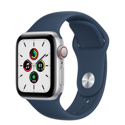 Apple Watch SE GPS + Cellular 40mm Silver Aluminum Case with Abyss Blue Sport Band - Regular
