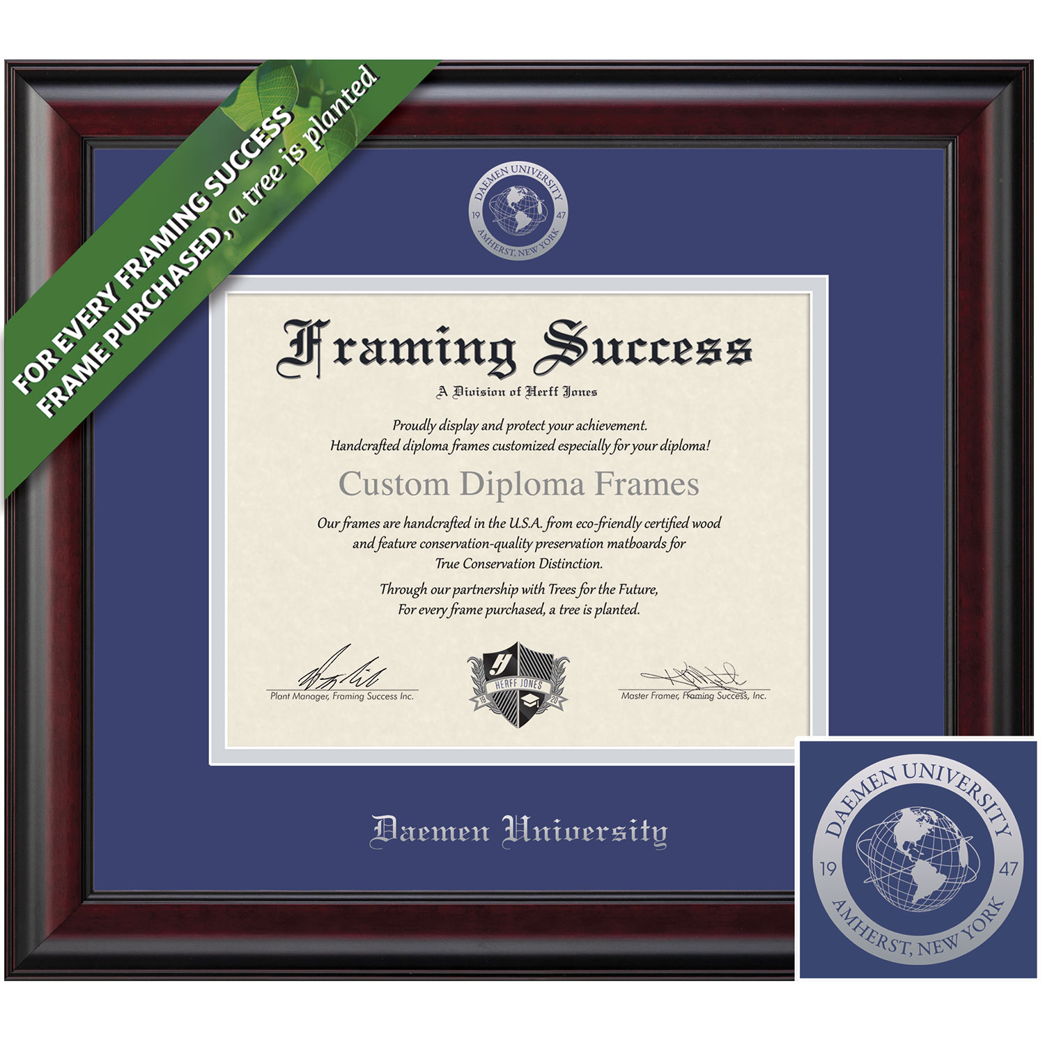 Framing Success 8 x 10 Classic Silver Embossed School Seal Bachelors, Masters Diploma Frame