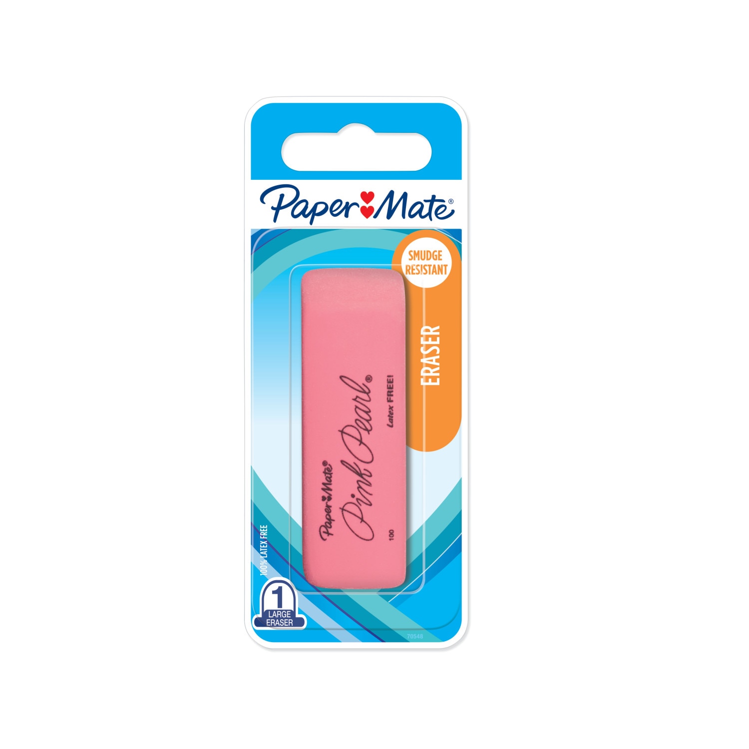 Paper Mate Pink Pearl Eraser, Large, Carded Packaging