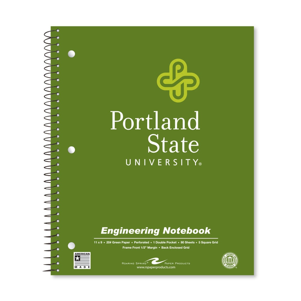 School Spirit Engineering Notebook, Green Tint 20# Paper with 1 Double Pocket