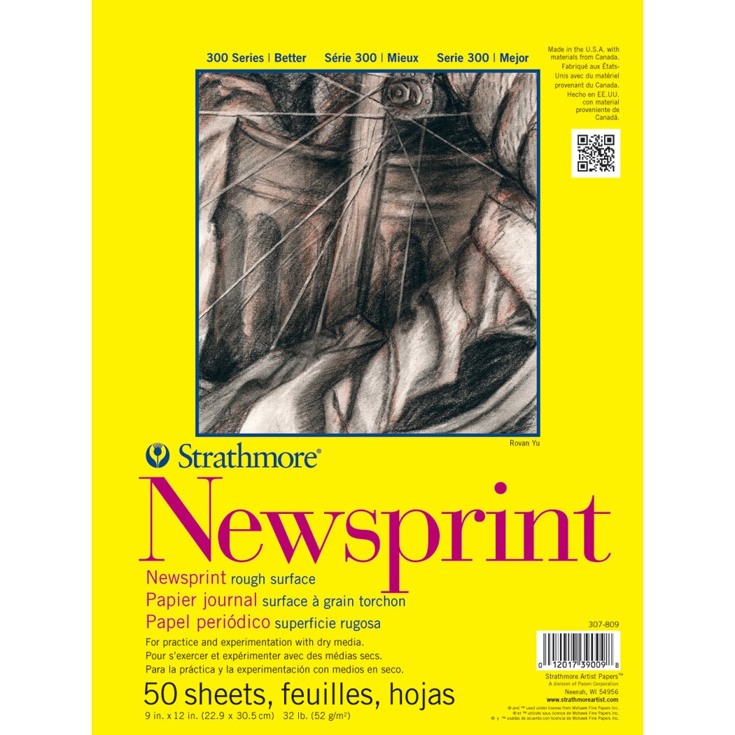 Strathmore Newsprint Paper Pad, 300 Series, 50 Sheets, Rough