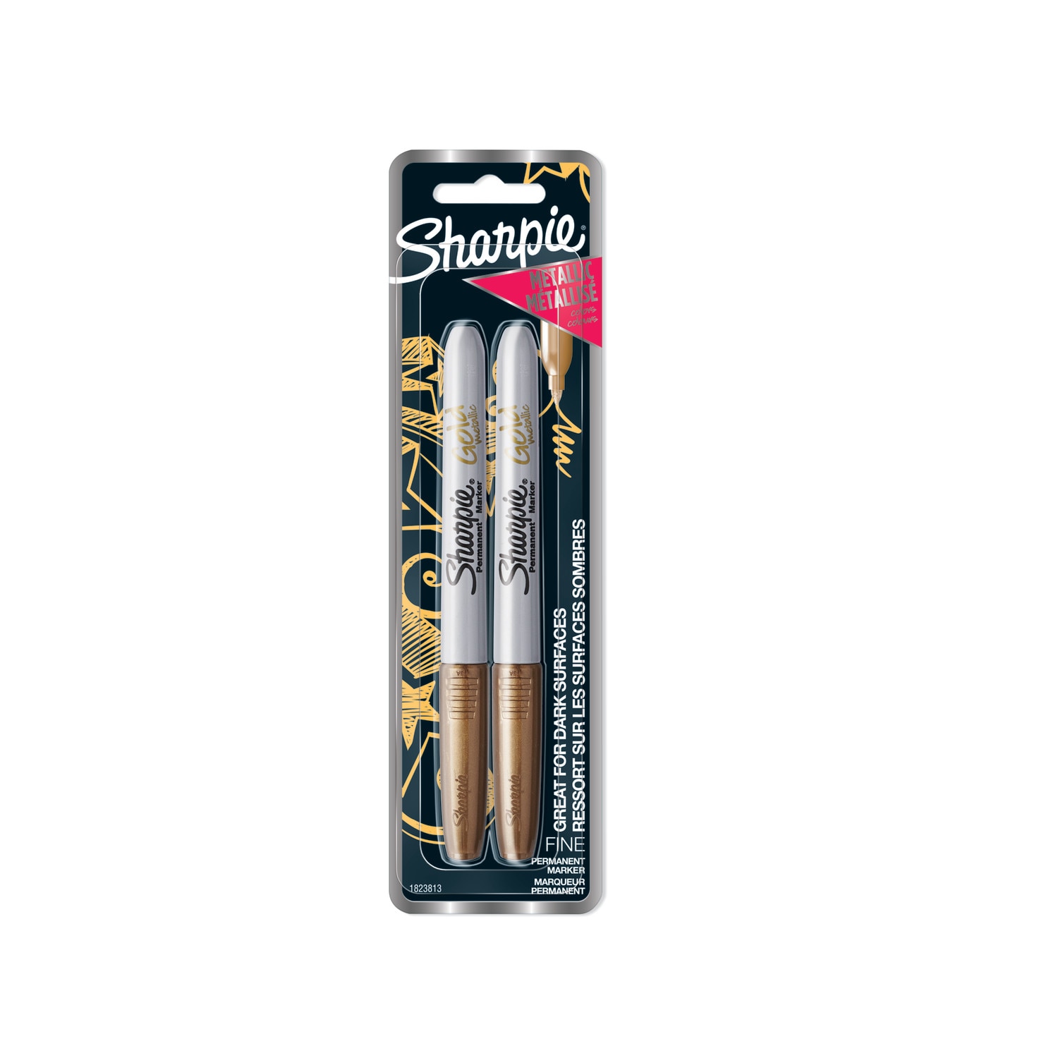 Sharpie Metallic Permanent Marker Set, Fine, 2/Pkg., Gold