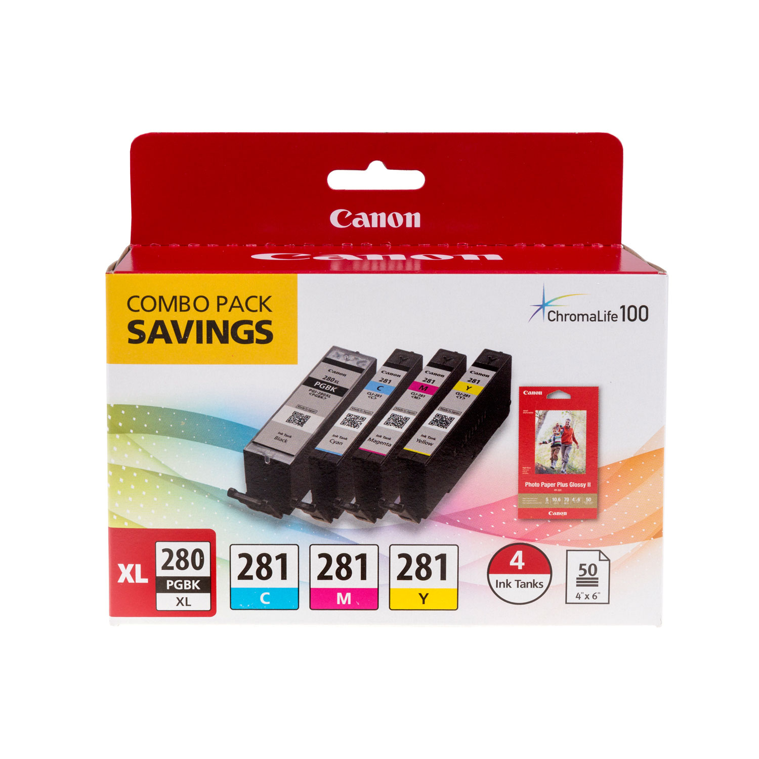 Canon Ink Cartridge/Paper Kit -Combo Pack - Black, Cyan, Magenta, Yellow
