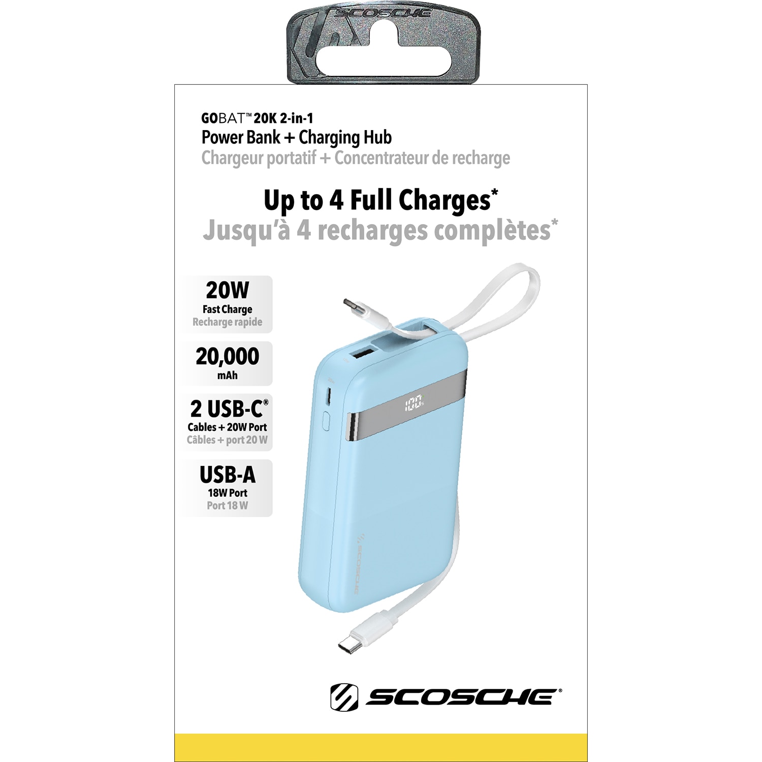 Scosche GOBat 20K Powerbank with Dual USB-C Cables