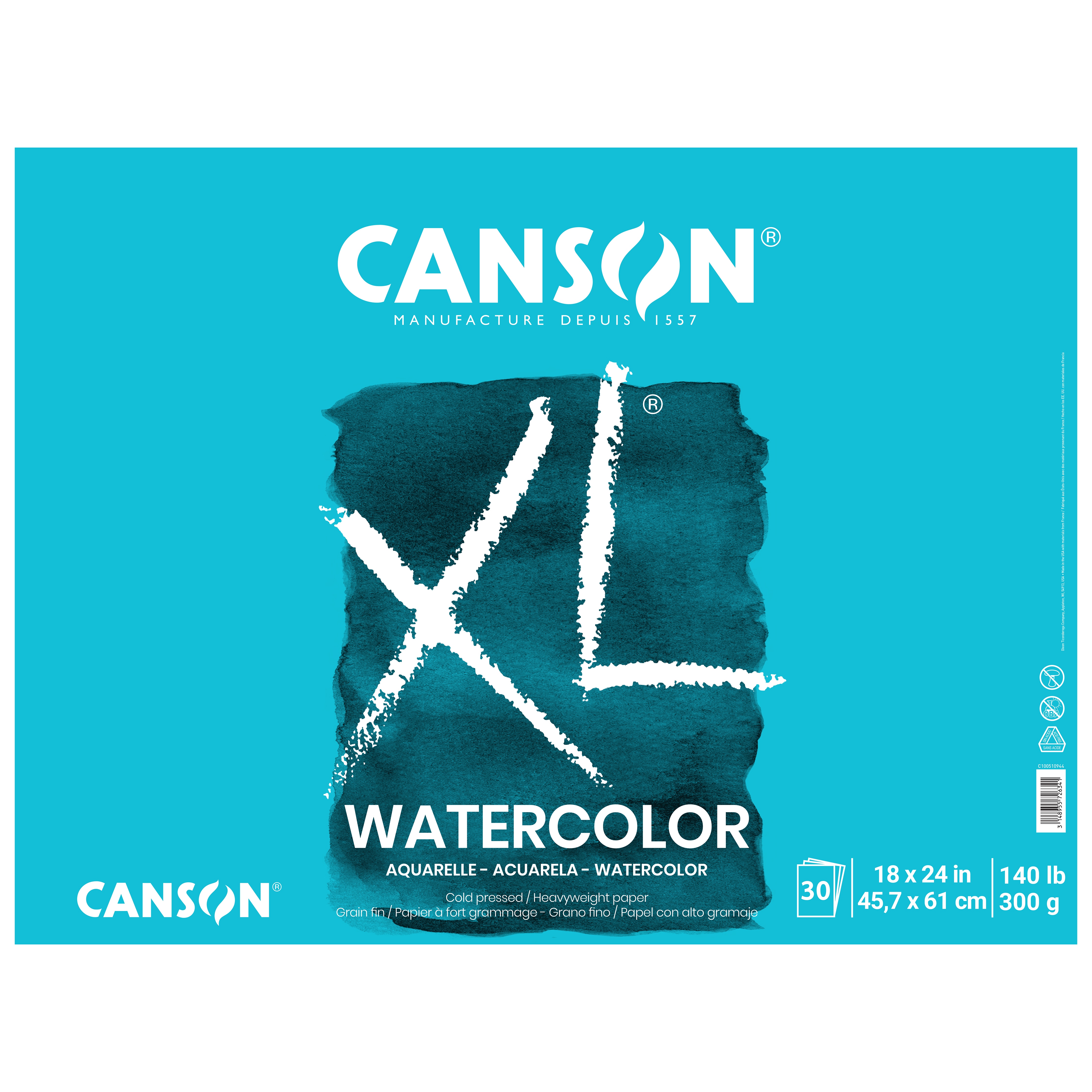 Canson XL Watercolor Pad, 30 Sheets, 18" x 24"