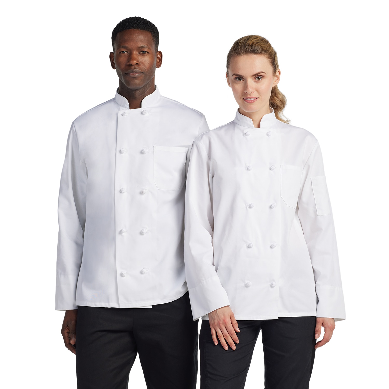 Unisex Classic LS Essential Cloth Knot Chef Coat