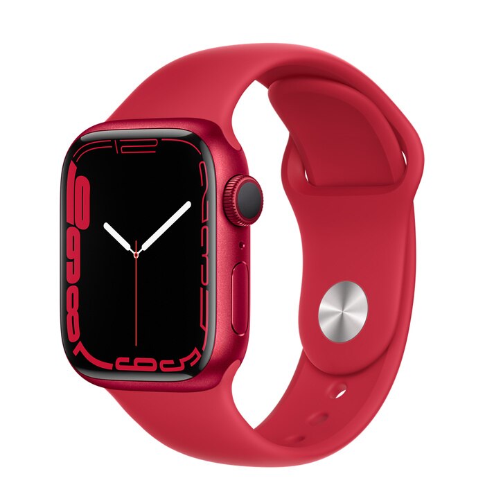 Apple Watch Series 7 GPS, 41mm (PRODUCT)RED Aluminum Case with (PRODUCT)RED Sport Band - Regular | Dowdy Student Stores Apple Watch Series 7 GPS, 41mm (PRODUCT)RED Aluminum Case with (PRODUCT)RED Sport Band - Regular | Dowdy Student Stores