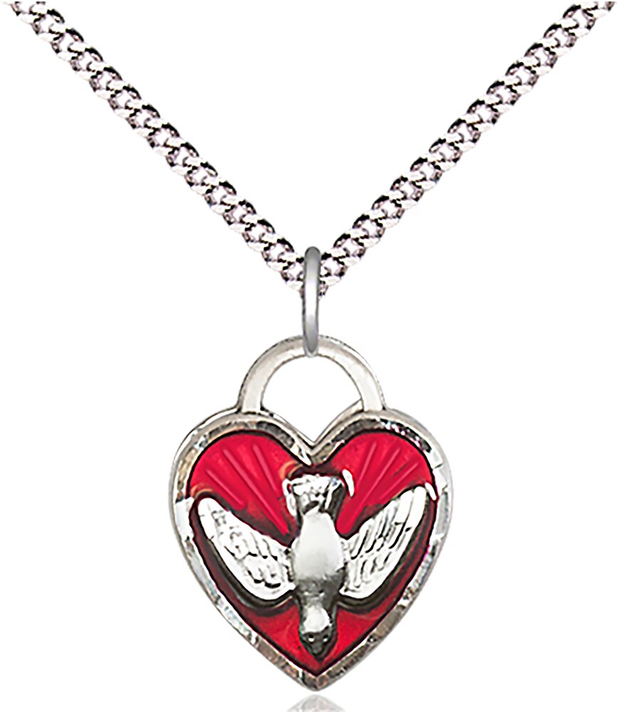 Sterling Silver Confirmation Pendant on an 18-inch Light Rhodium Light Curb Chain.  Handmade in the USA