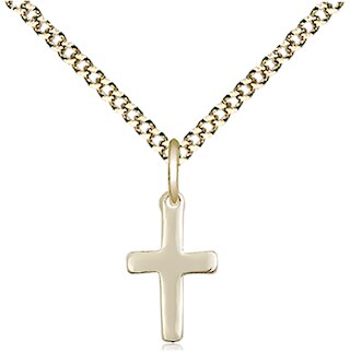 14kt Gold Filled Cross Pendant on an 18-inch Gold Plate Light Curb Chain.  Handmade in the USA