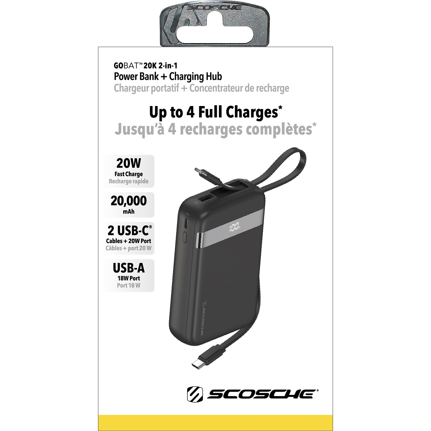 Scosche GOBat 20K Powerbank with Dual USB-C Cables