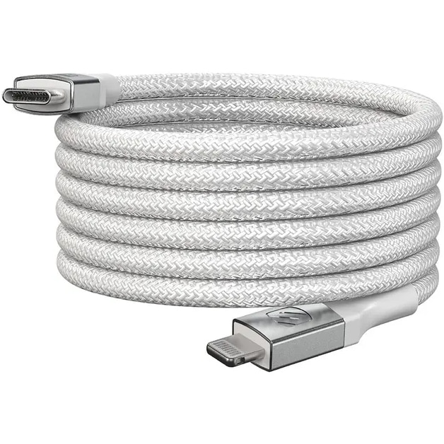 Scosche STRIKELINE Magnetic Braided Power Delivery USB Cable C to Lightening- White