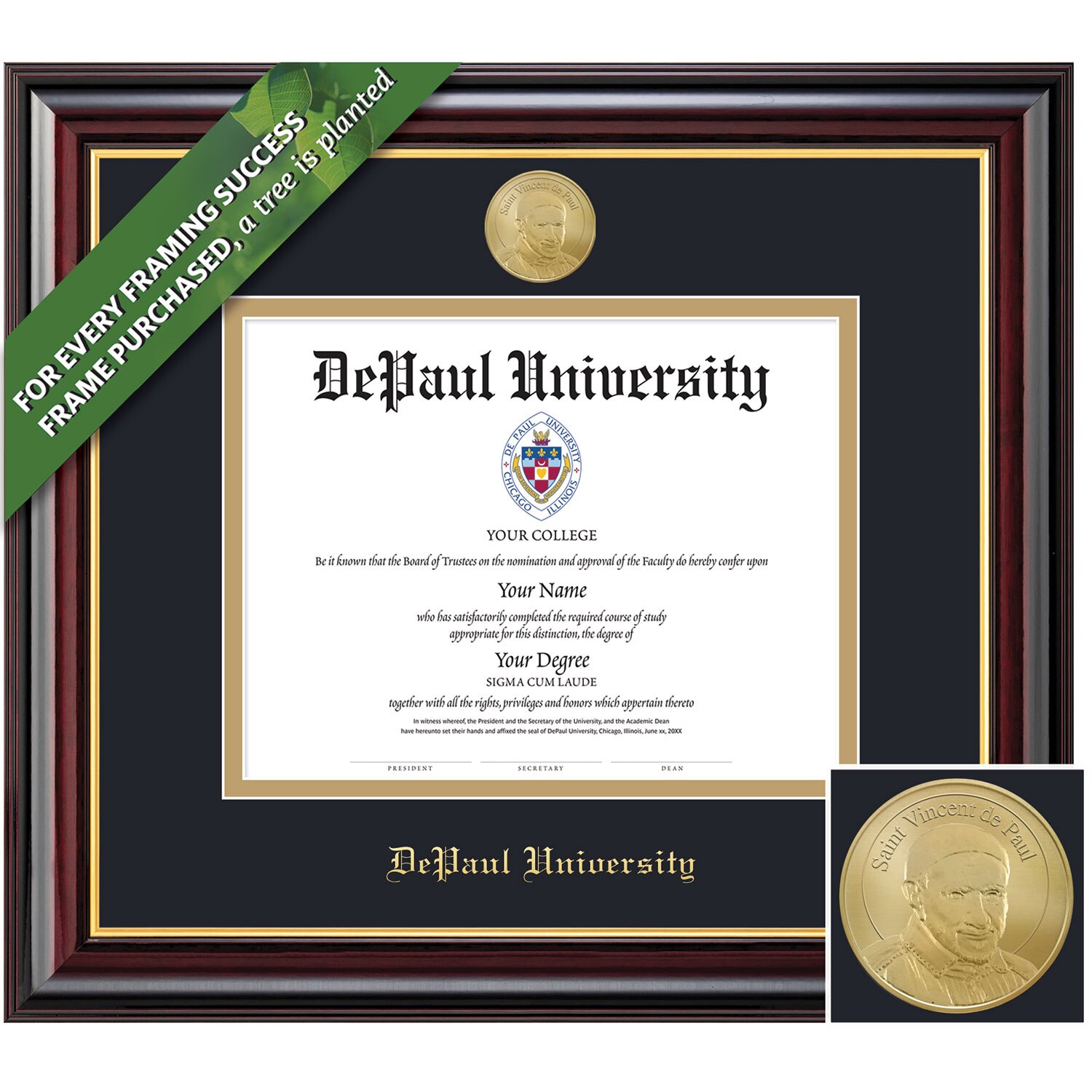 Framing Success 11 x 14 Windsor Gold Medallion Ph.D, Law Diploma Frame