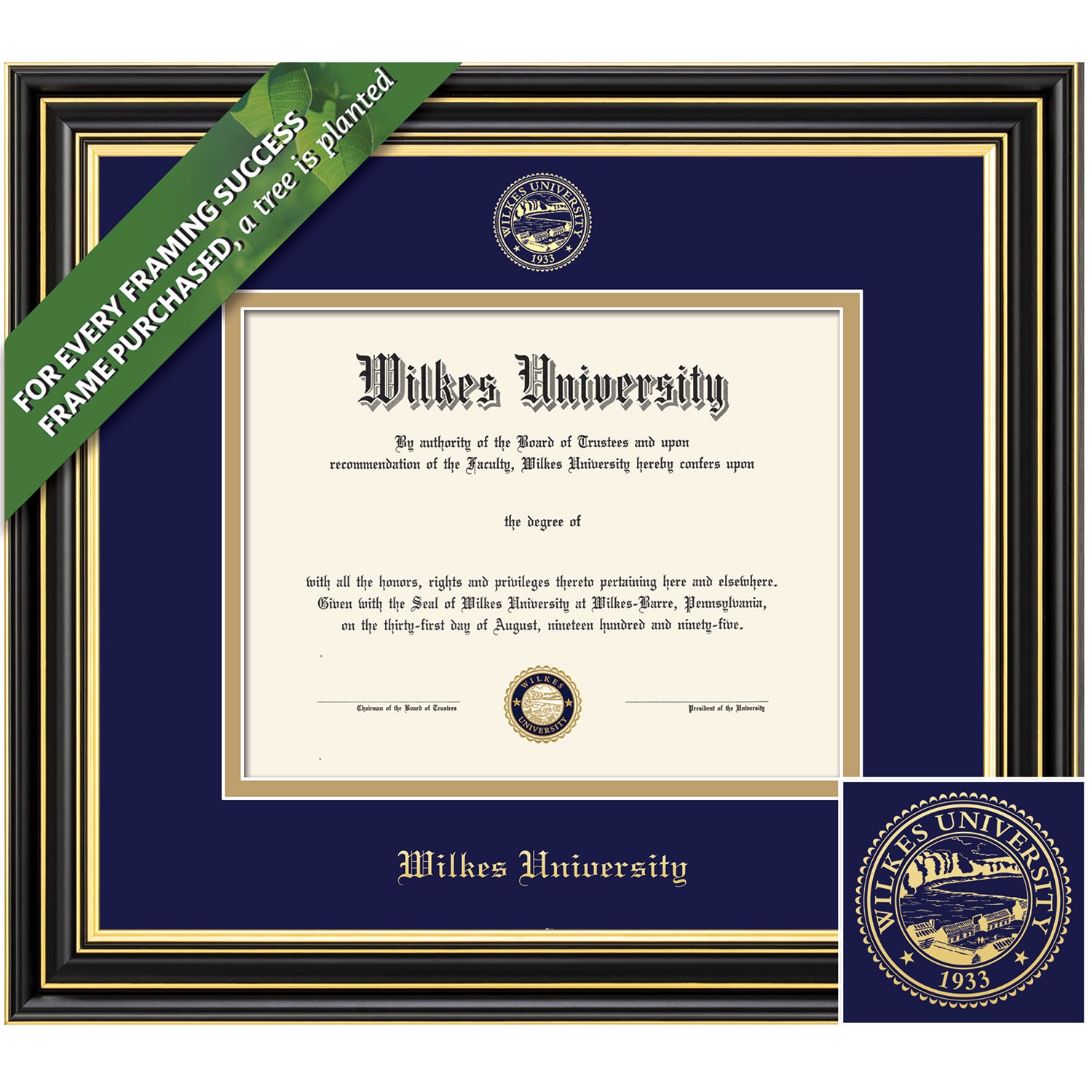 Framing Success 11 x 14 Prestige Gold Embossed School Seal Bachelors, Masters, Doctorate Diploma Frame