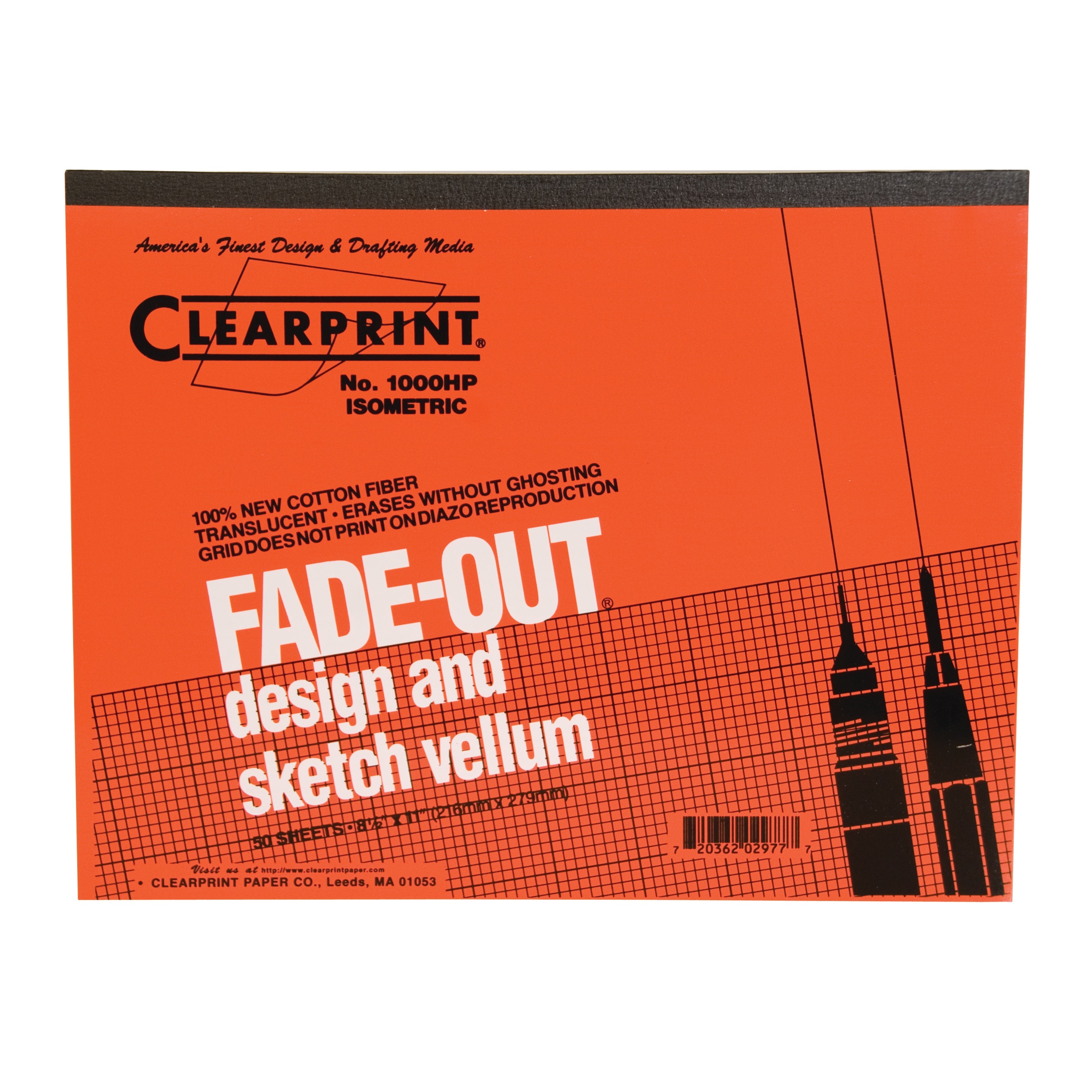 Clearprint Design and Sketch Pad, Isometric Grid, 8.5in x 11in