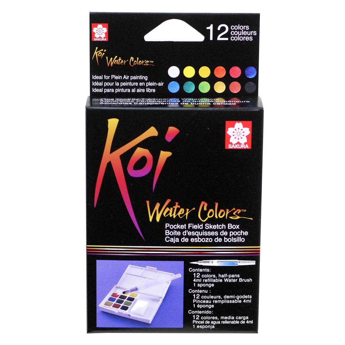 Sakura Koi Watercolor Pocket Field Sketch Box Set, 12-Colors