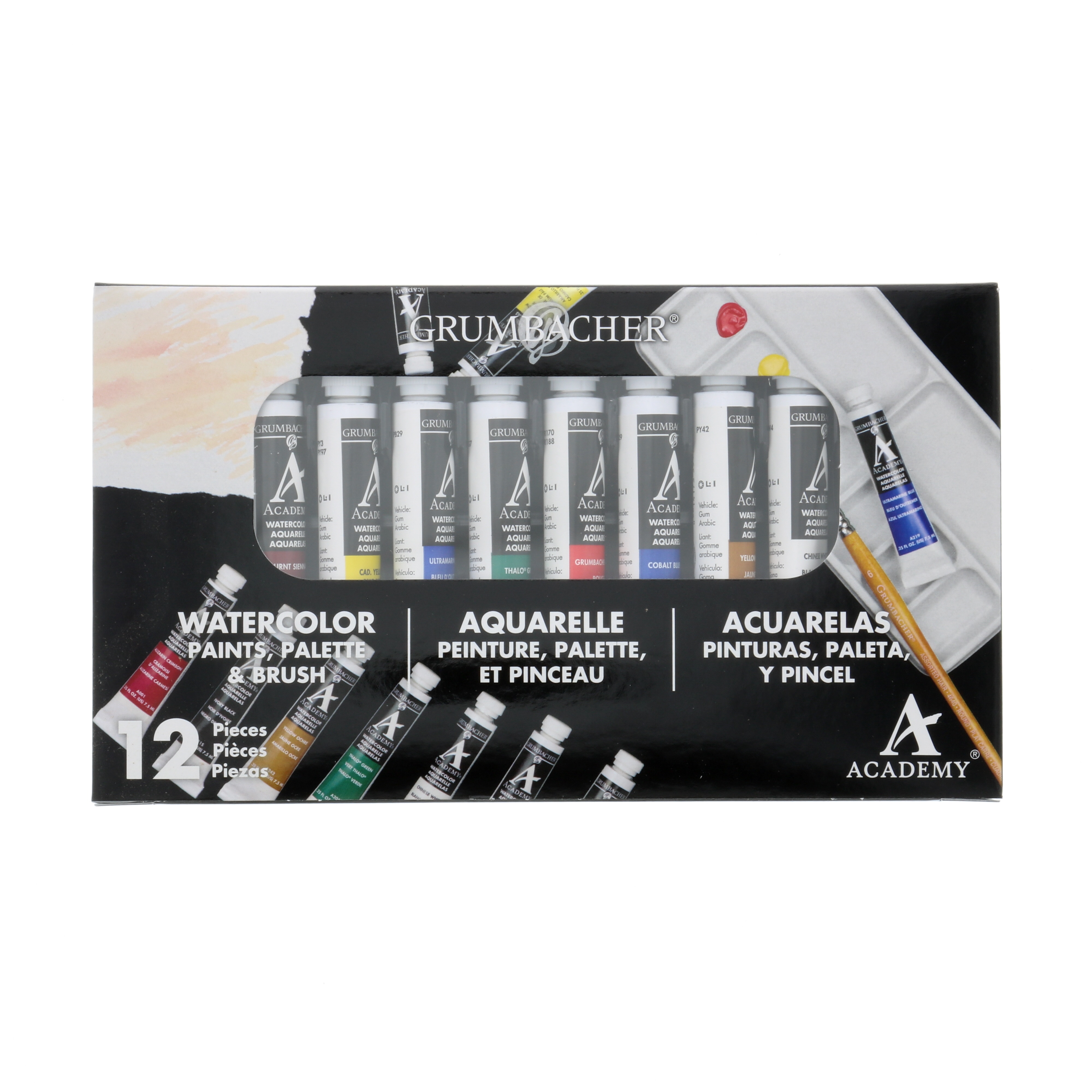 Grumbacher Academy Watercolor Set, 10-Colors