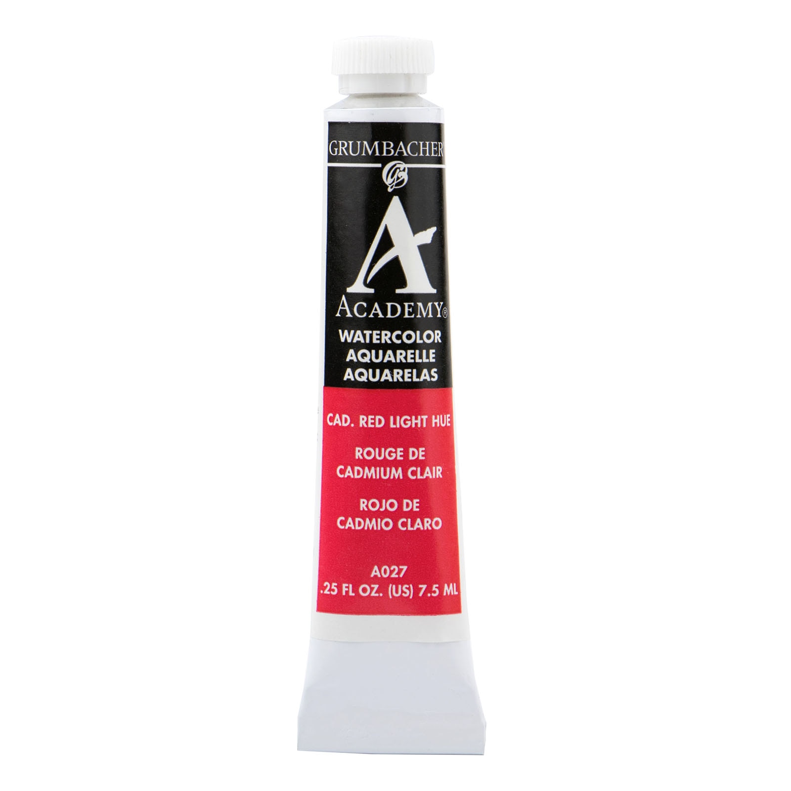 Grumbacher Academy Watercolor, 7.5ml Tube, Cadmium Red Light