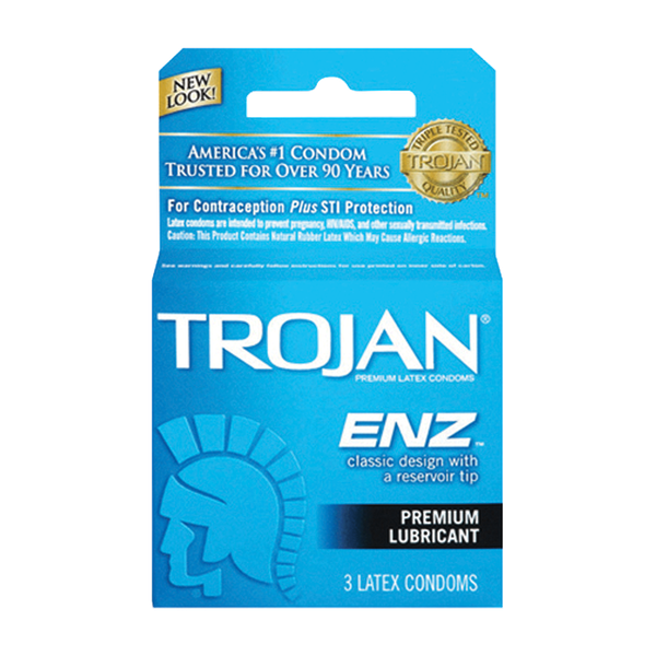 Trojan - Condoms ENZ Lubricated Latex - 3CT