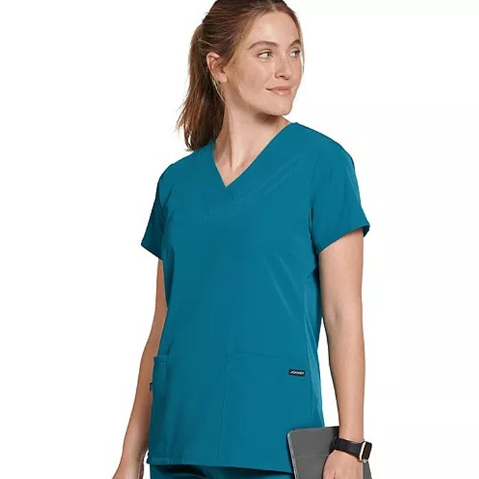 Short Sleeve Zipper Scrub Top